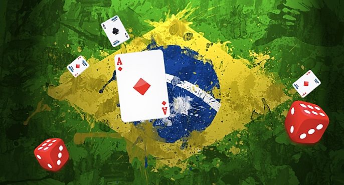 Brazil flag and casino cards